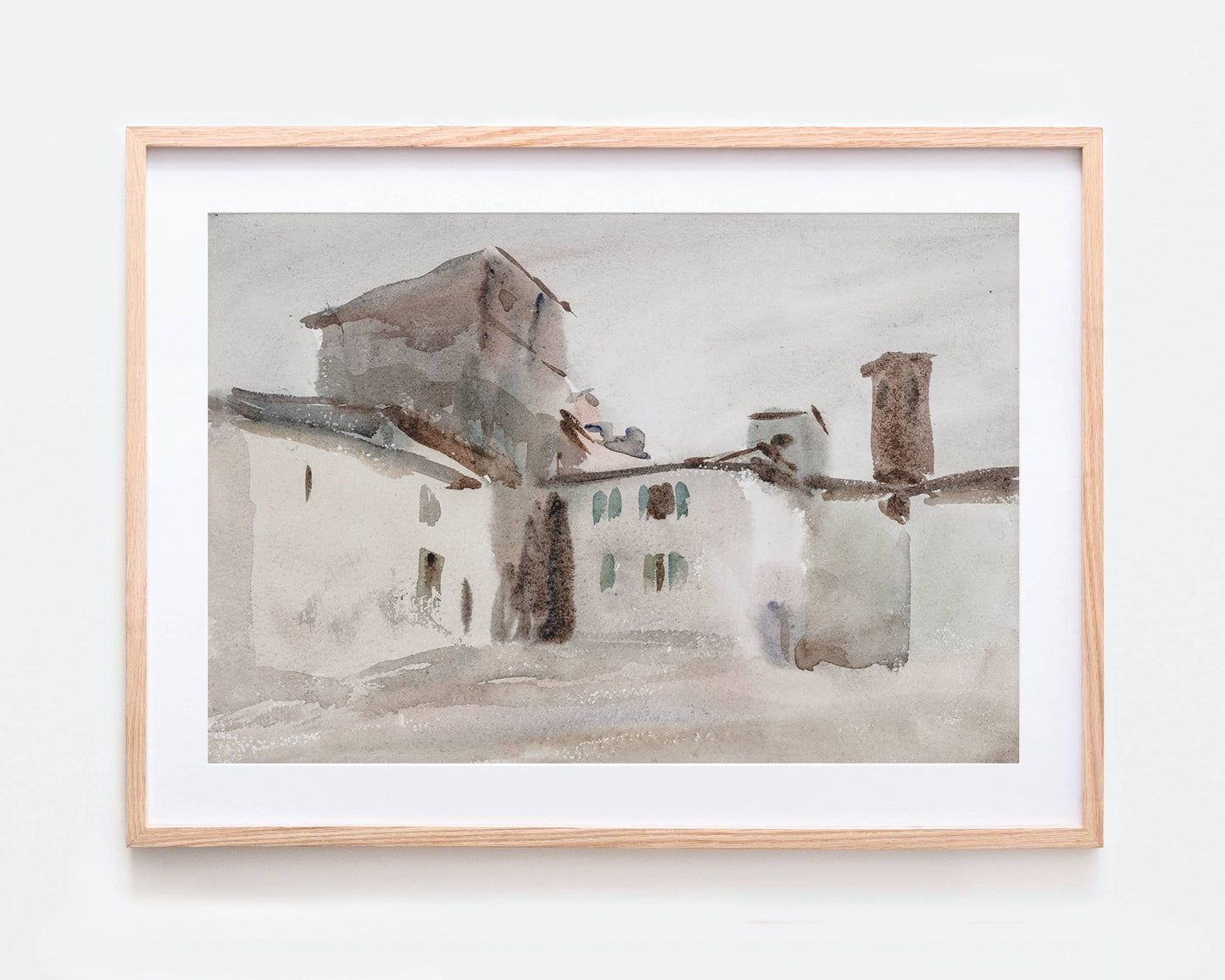 European Country Italy Villa Art Print 11x14 | Framed in Oak