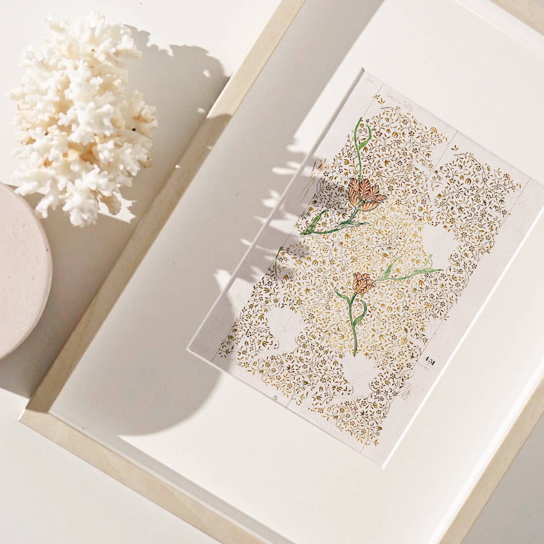 William Morris Garden Tulip Art Print 16x20 | Framed in Gold