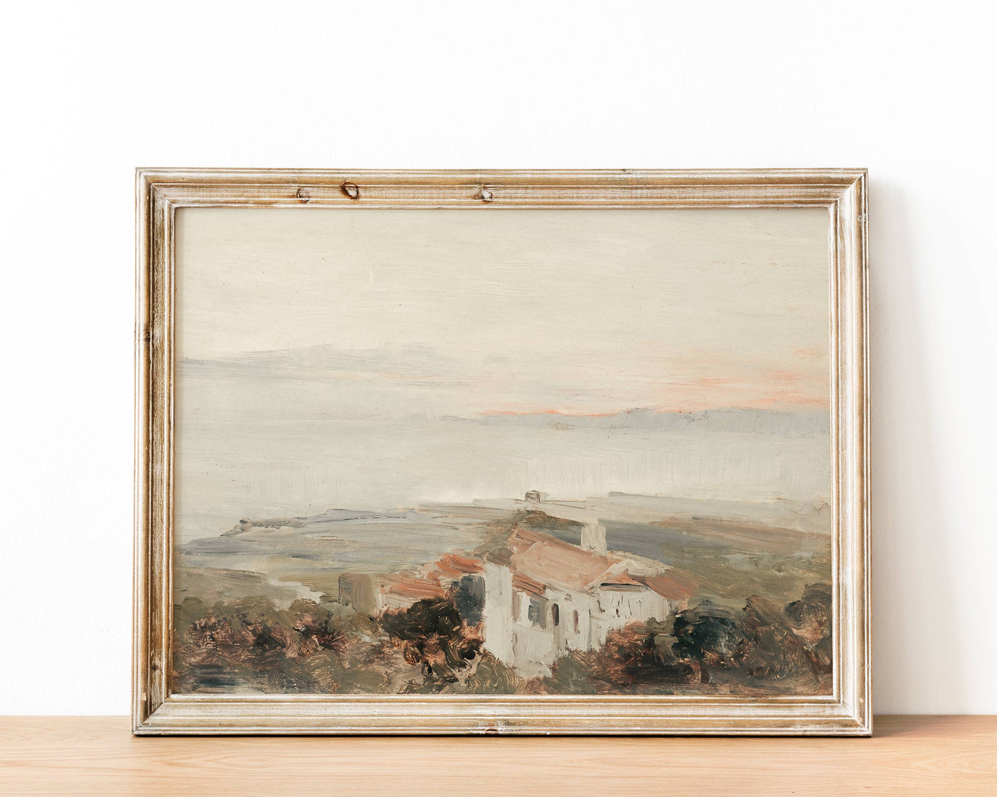 European Coastal Town Art Print 16x20 | Framed in Gold