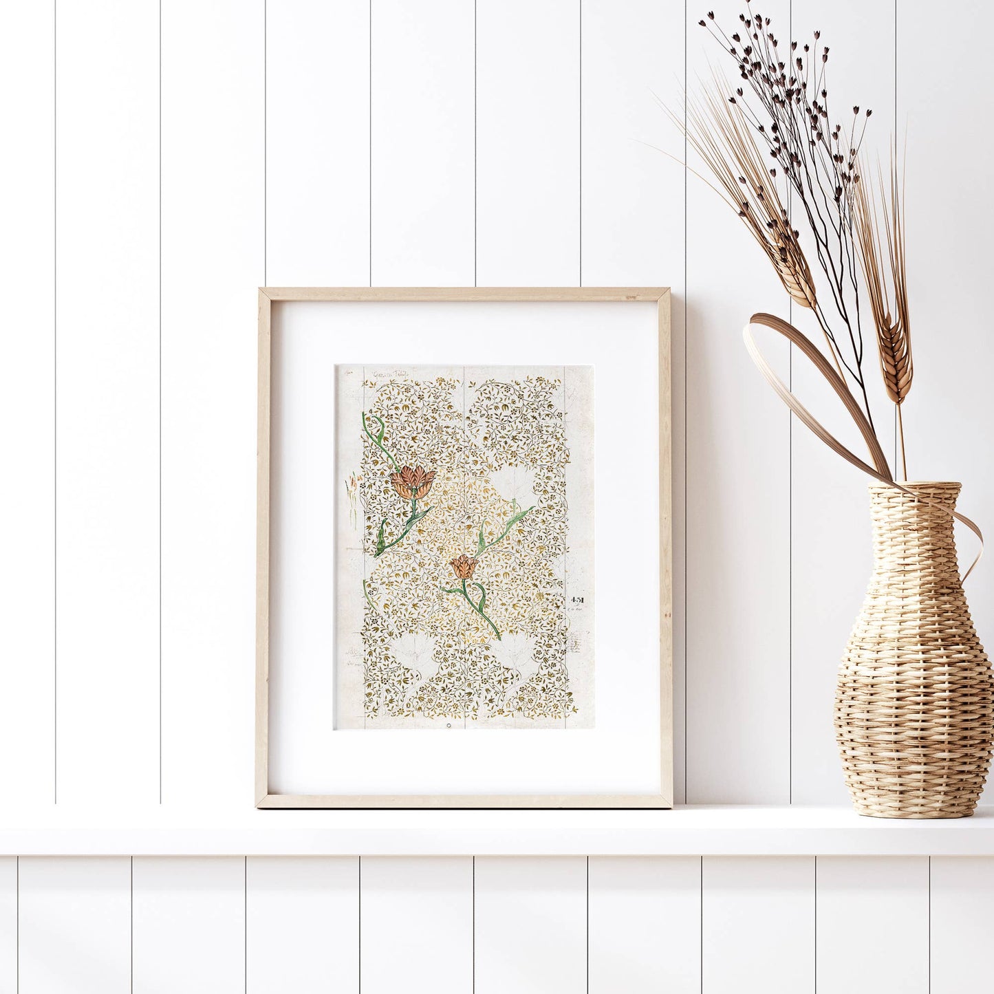 William Morris Garden Tulip Art Print 16x20 | Framed in Gold