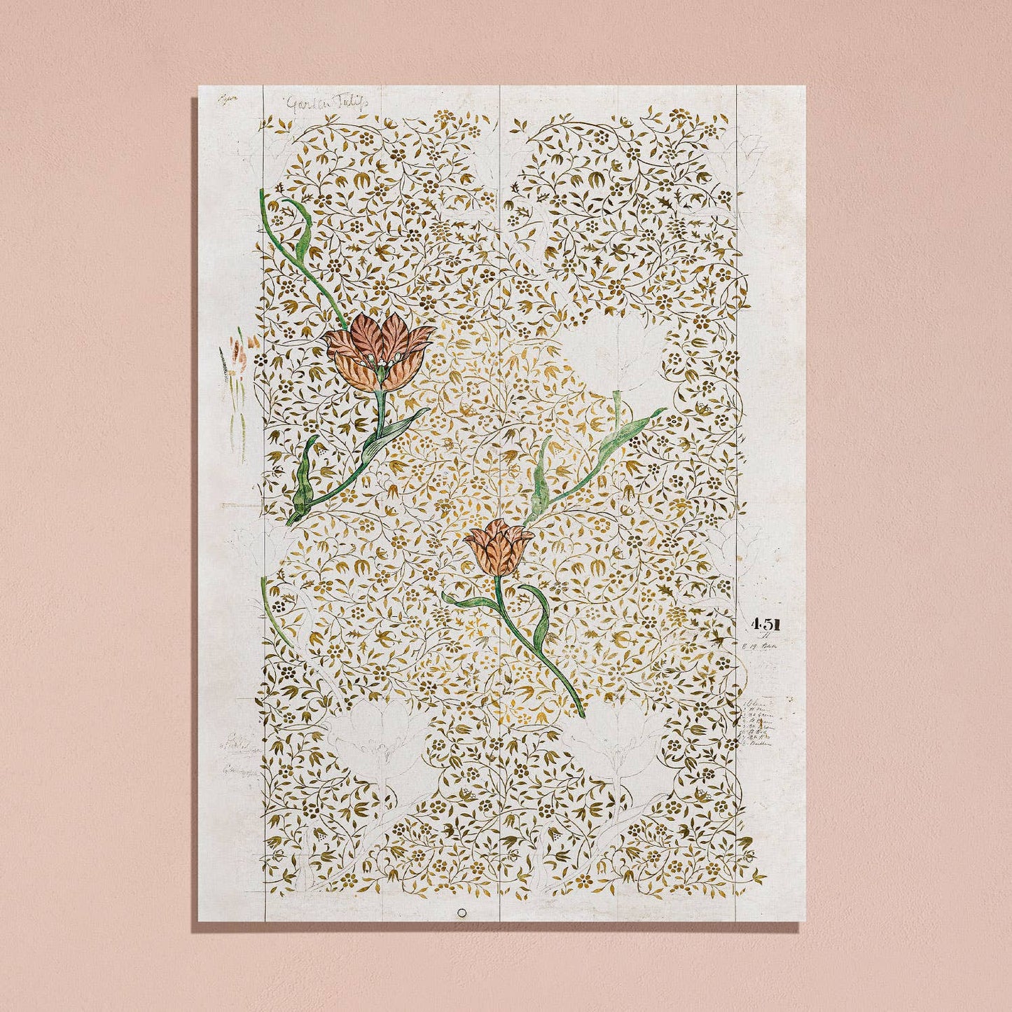 William Morris Garden Tulip Art Print 16x20 | Framed in Gold