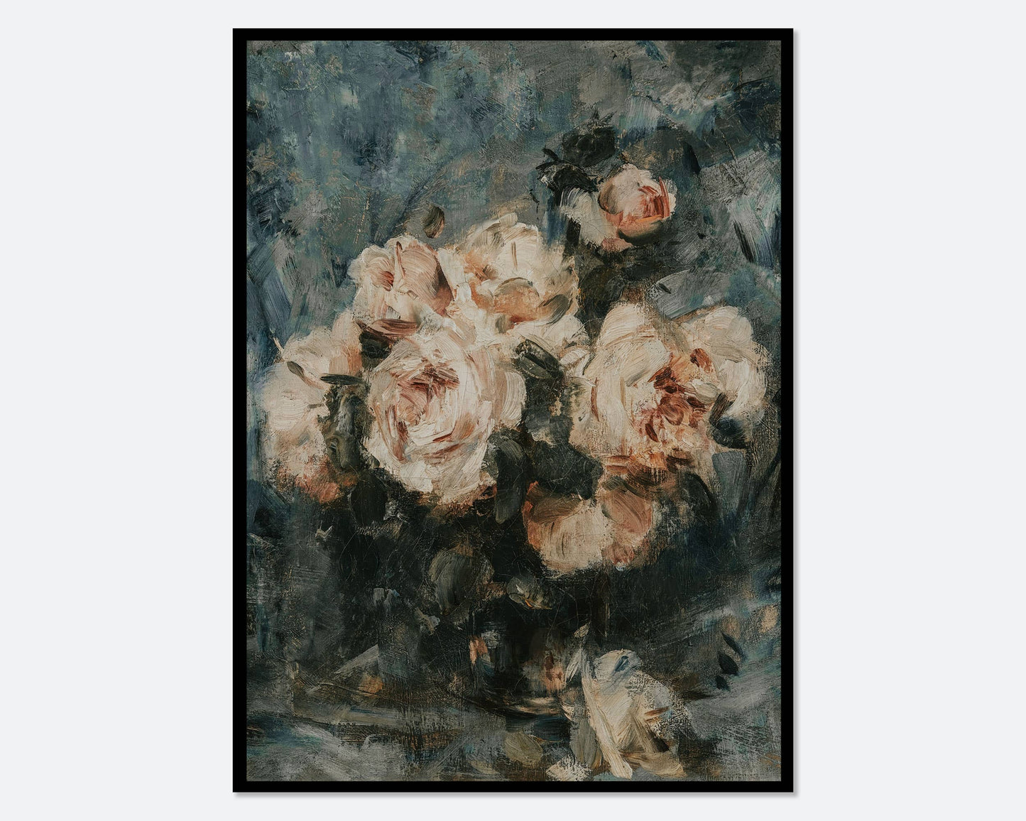 European Rose Still Life Print 11x14 | Framed in Black