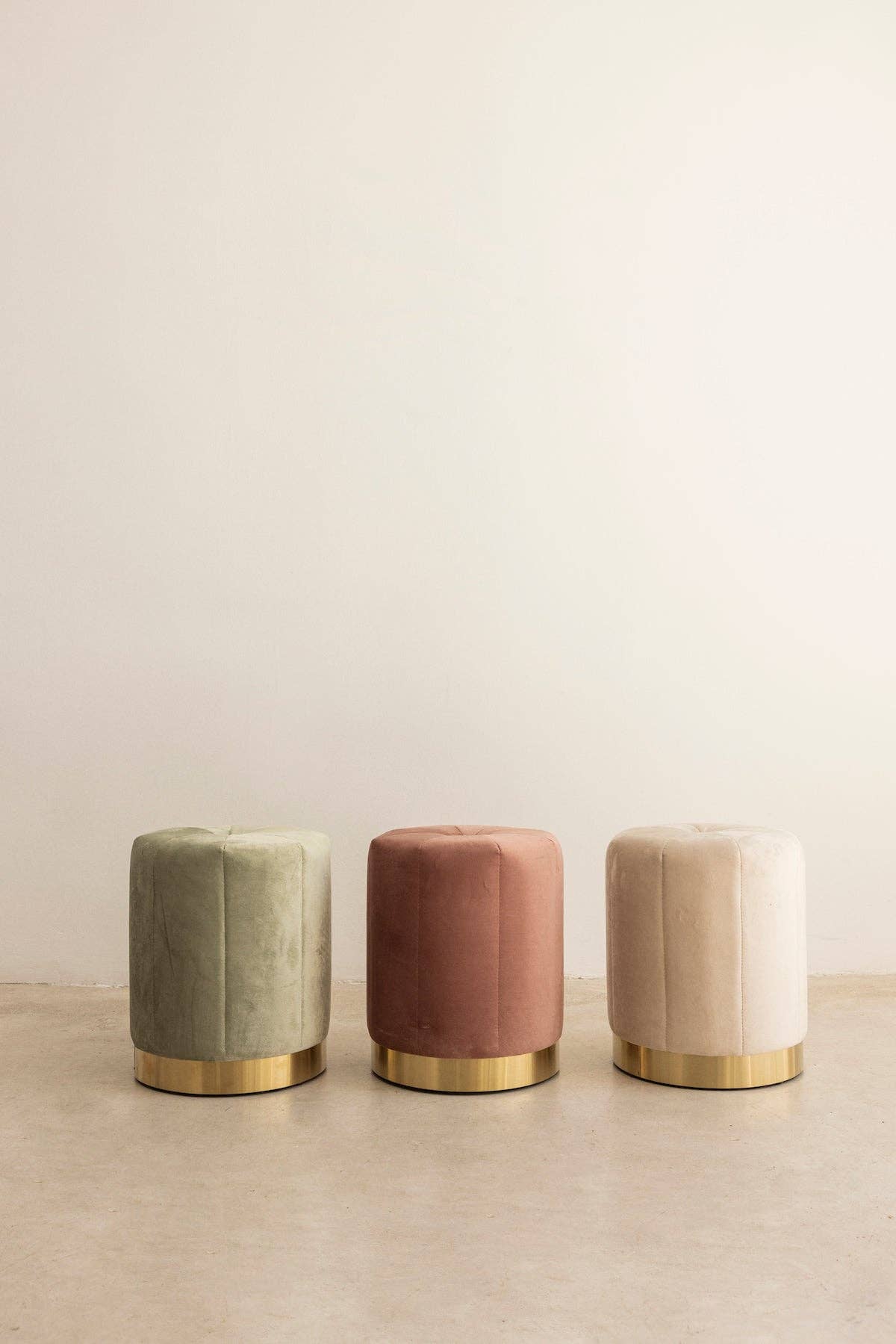 Velvet Ottoman Stool | Cream