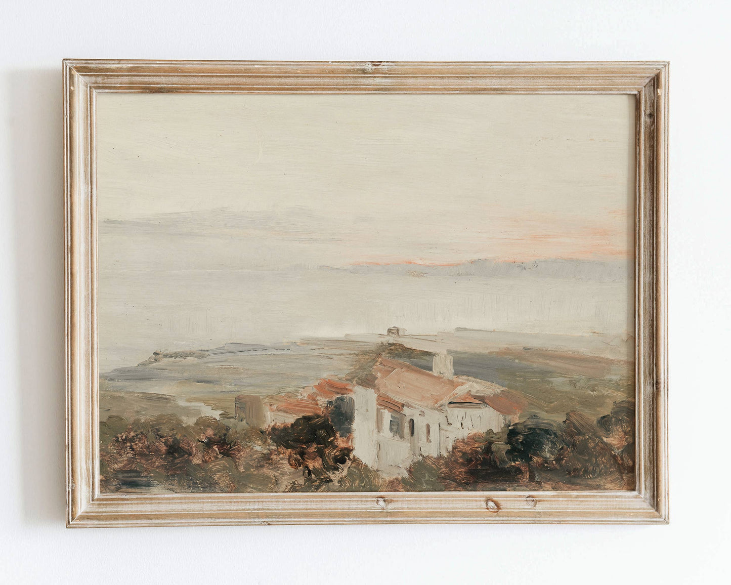 European Coastal Town Art Print 16x20 | Framed in Gold