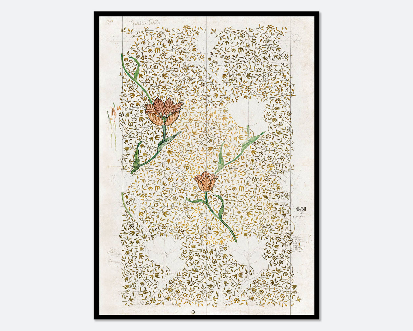 William Morris Garden Tulip Art Print 16x20 | Framed in Gold