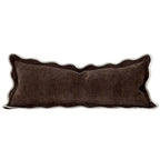 Chloe Dark Brown Scalloped Edge Bolster Cushion Cover 80x30