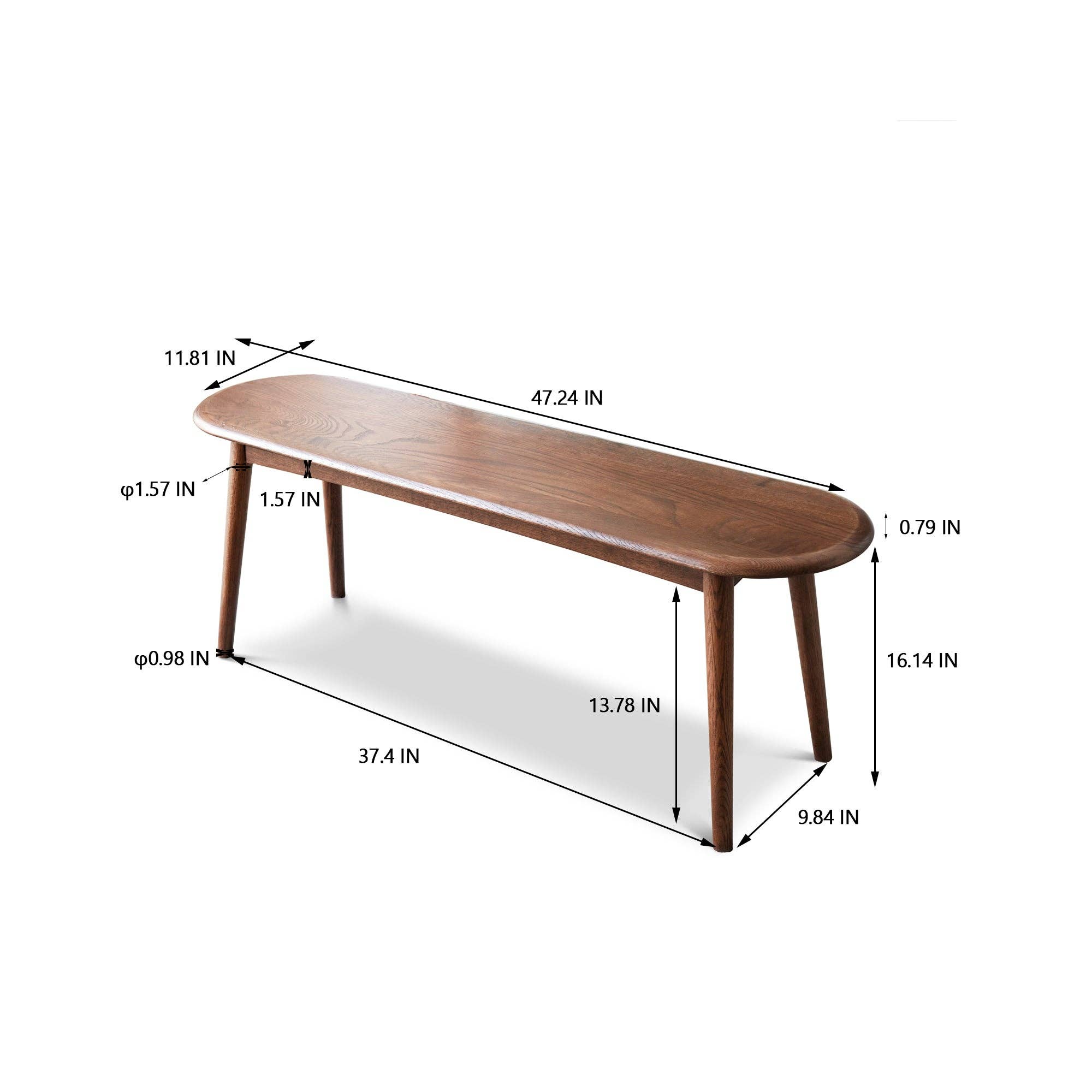 Natural Oak Wood for Dining Bench Table Bench for Living Roo