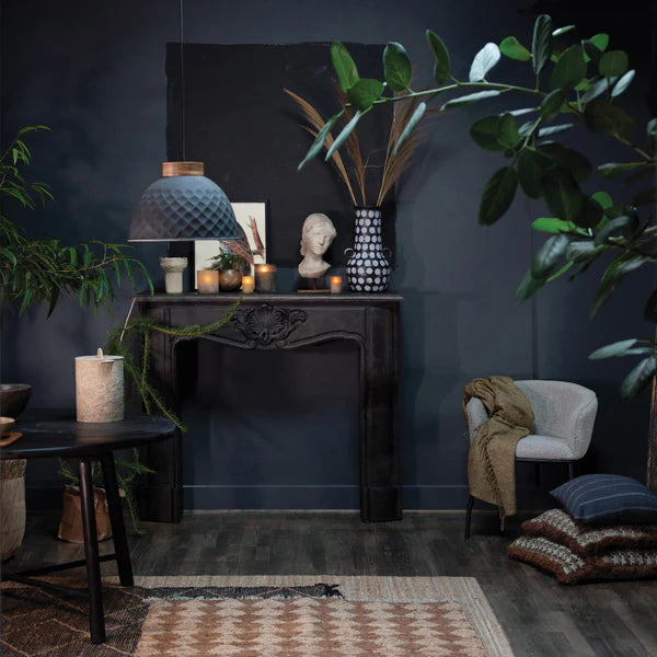 Distressed Black Finish Fireplace Mantle